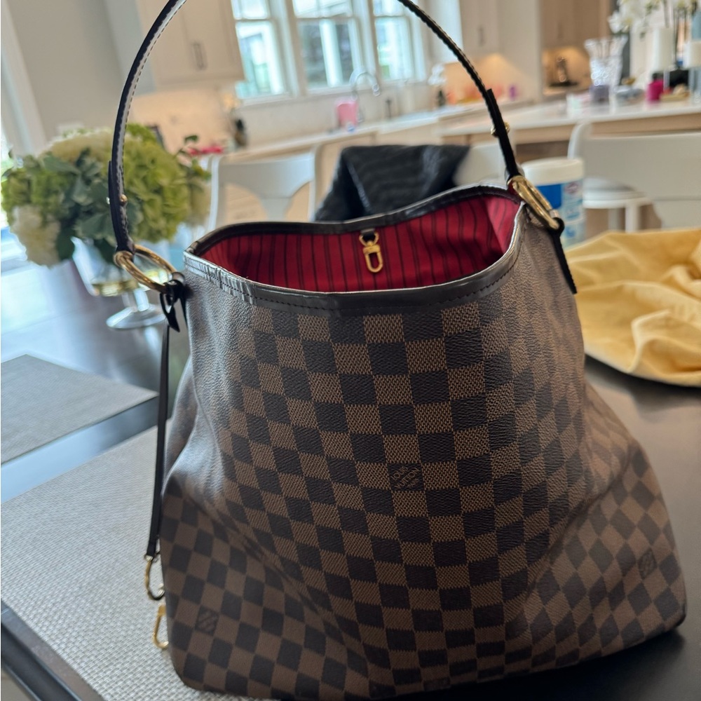 Louis Vuitton Brown and Red Checkered Shoulder Bag